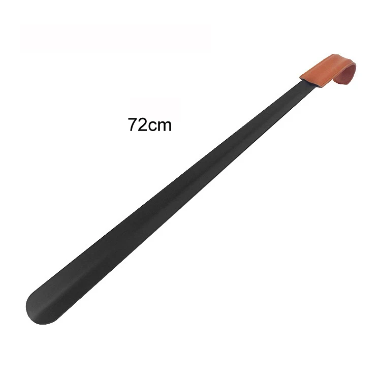 Comfortable Black Stainless Steel Luxury Shoehorn With Leather Handle 42cm