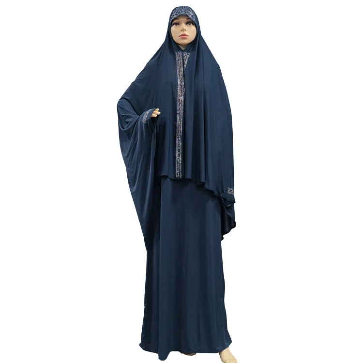 Custom Muslim Women's Two Piece Prayer Hijab Khimar Abaya Dress Suits Shihab Scarf Full Length Islamic Abaya Set for Hajj Umrah