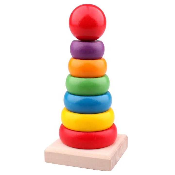 Rainbow Stacking Ring Tower Stacking Folding Cup Stapelring Blocks Wood Plastic Toddler Toy Baby Toys Infant Toys