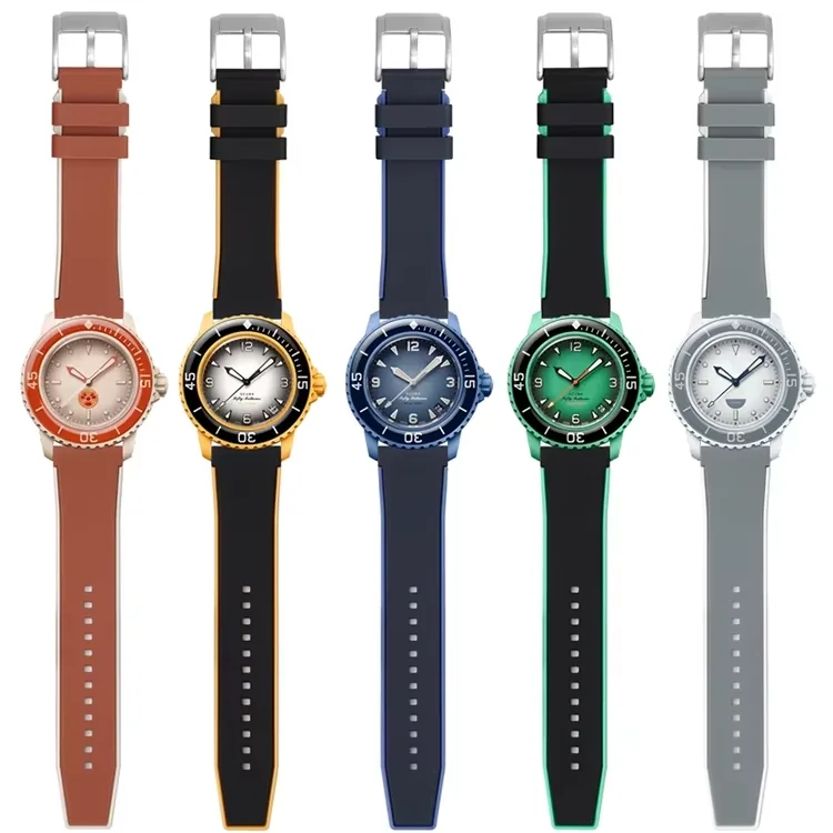 22mm Dual Colors Quick Release Sport Watch Strap for Blancpain X Swatch Orologio New High Tensile Silicone Watch Bands