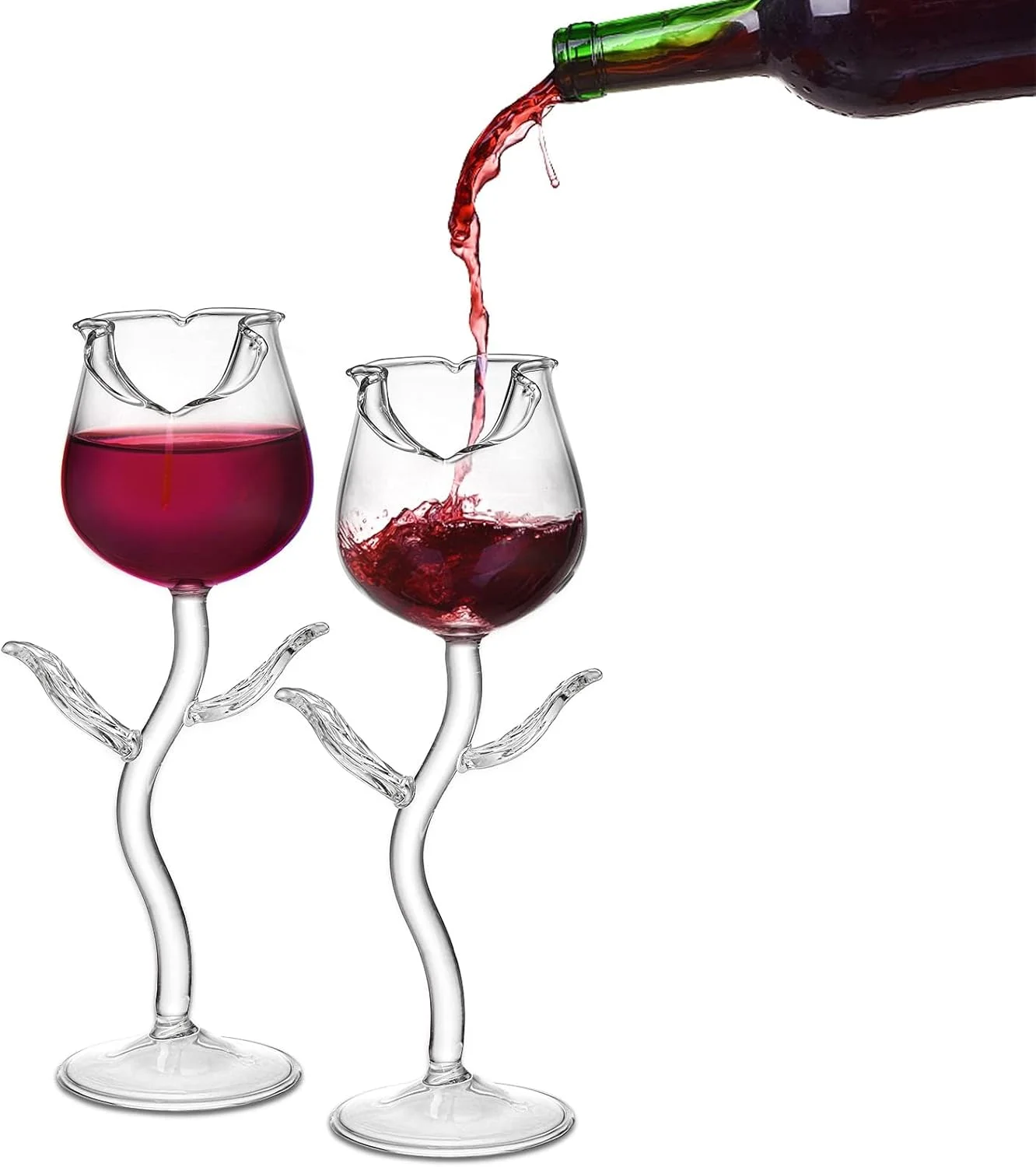 Custom Rose Flower Shape Wine Glass Red Wine Goblet Wine Cocktail Glasses for Drinking
