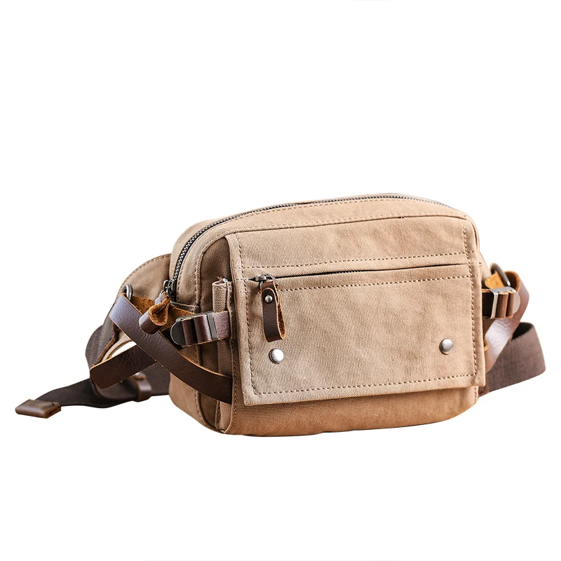 In Stock Retro Fashion Waist Bag Wear-resistant Chest Bag Minimalist Canvas Bag