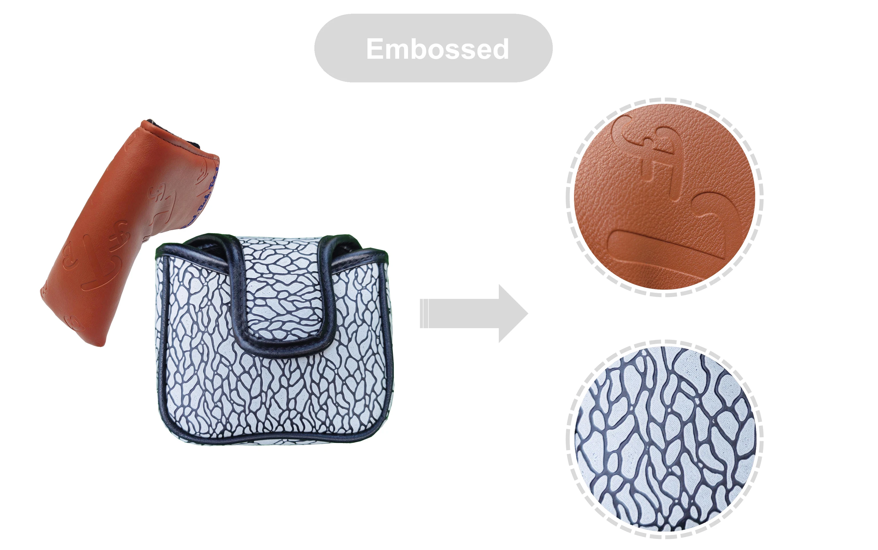 Yopral Golf Head Covers Elephant Texture Embroidery Synthetic Pu