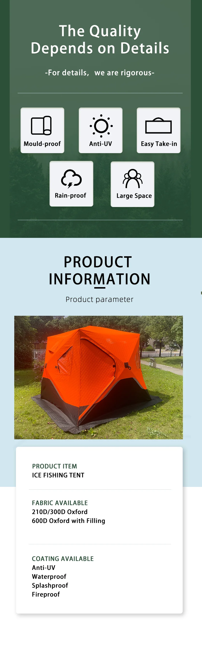 Insulated Outdoor Winter Fishing Tent Warm Cotton Ice Fishing For