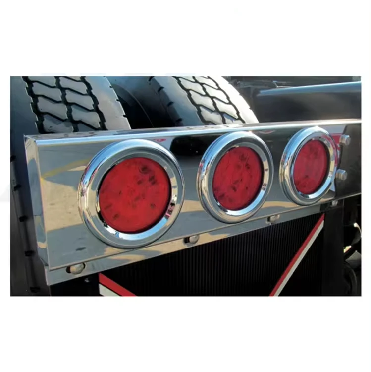 Stainless Steel Mud Flap Hangers W/ 3 - 4 Inch Light Holes, End Light Hole - Pair