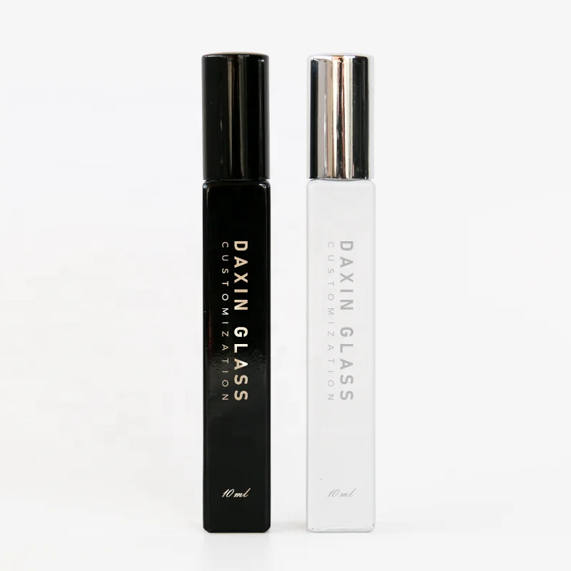 5ml 10ml 15ml square Glass Bottle Empty Perfume Essential Oils Bottle Spray Bottle Atomizer with Shiny Gold Silver Cap