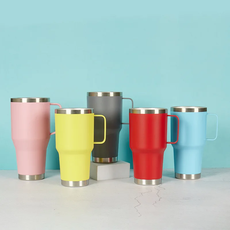 30 Oz Tumbler with Handle and Straw, Stainless Steel Double Wall Vacuum  Insulated Cup, 30 OZ Travel Coffee Mug Water Bottle