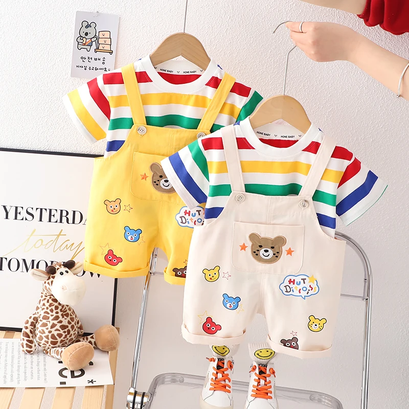 2023 Summer New Cute Baby Clothing Comfortable Kids Tshirt And Strap
