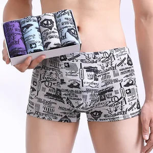 Wholesale in Stock Men's 100W Powerful Breathable Underwear Mid-Rise with Logo on Waist Knitted Fabric Supports Dropshipping