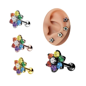 Xinfocus Hot Sale Ear Piercing Jewelry ZirconFlower Cartilage Tragus Earring Women Fashion Piercing Helix Ear Stud Ring