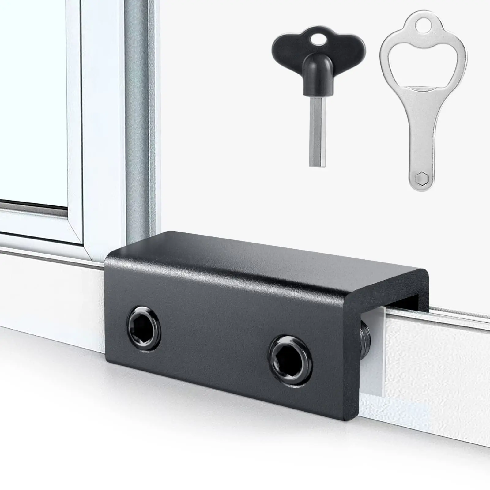 Window Locks,4 Sets Sliding Window Locks With Key for Vertical & Horizontal Sliding Windows Doors,Easv to Install,Adjustable