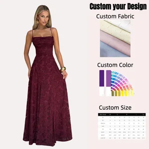 Elegant Women's Maxi Dress Custom Floral Burnout Cowl Neck Shoulder Straps Lace up Back Godet Panels Fully Lined for Party