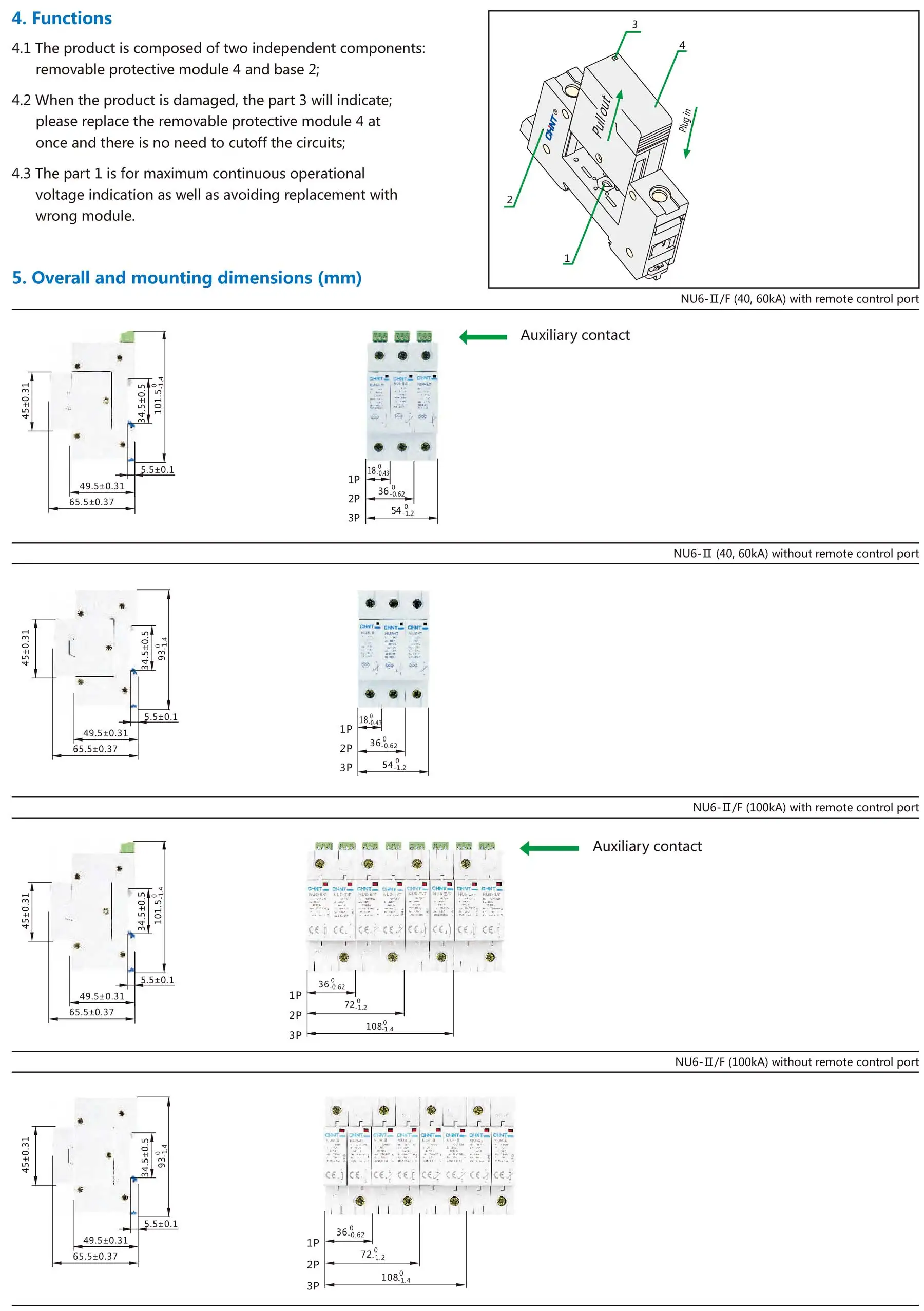 Chint original NU6-II SPD Surge Protector 1P 2P 3P 4P 40kA 60kA 100kA Type 2 T2 Class II 275V 320V 385V 460V Chnt Surge Arrester