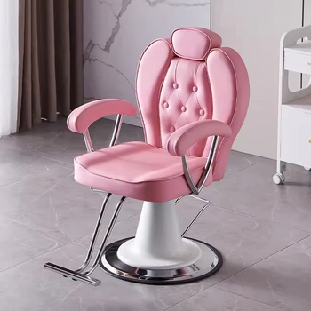 Pink Hair Salon Chair Light Luxury Barber Shop Chair Hair Salon Lift Chair