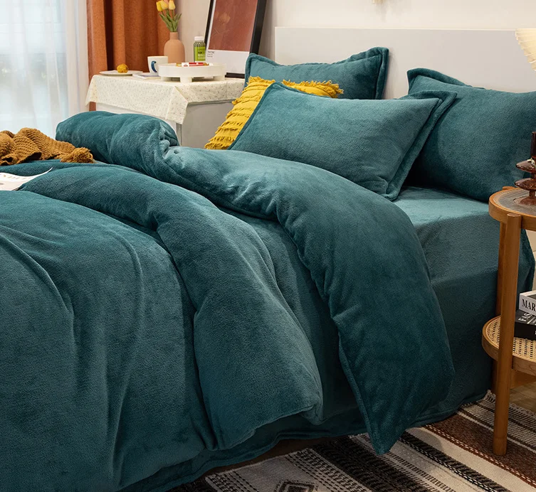 Coral Fleece Twin King Queen Size Winter Bedding Set Comforter Fleece Duvet  Cover Bed Sheet Polar Fleece Bedding Set