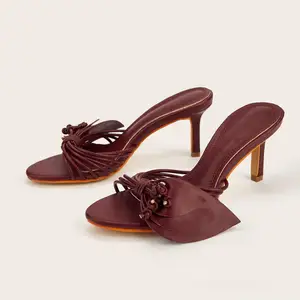 BUSY GIRL CXX242 New Summer slippers Fashionable Temperament Green Flower Pointed High Heel Sandals for Women with Stilettos