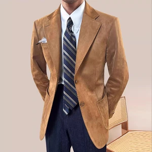 Customized Two Button High Grade Men's Suits Exquisite Deerskin Velvet for Formal Wedding Groom Business Solid Color Waterproof