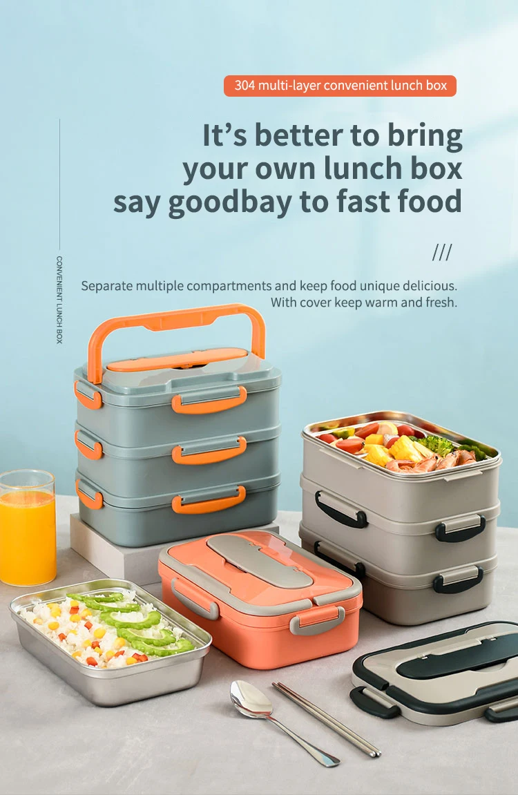 New 3 Double Layers Storage Es & Bins For Custom Colour Microwave Safe Lunch Box Kids
