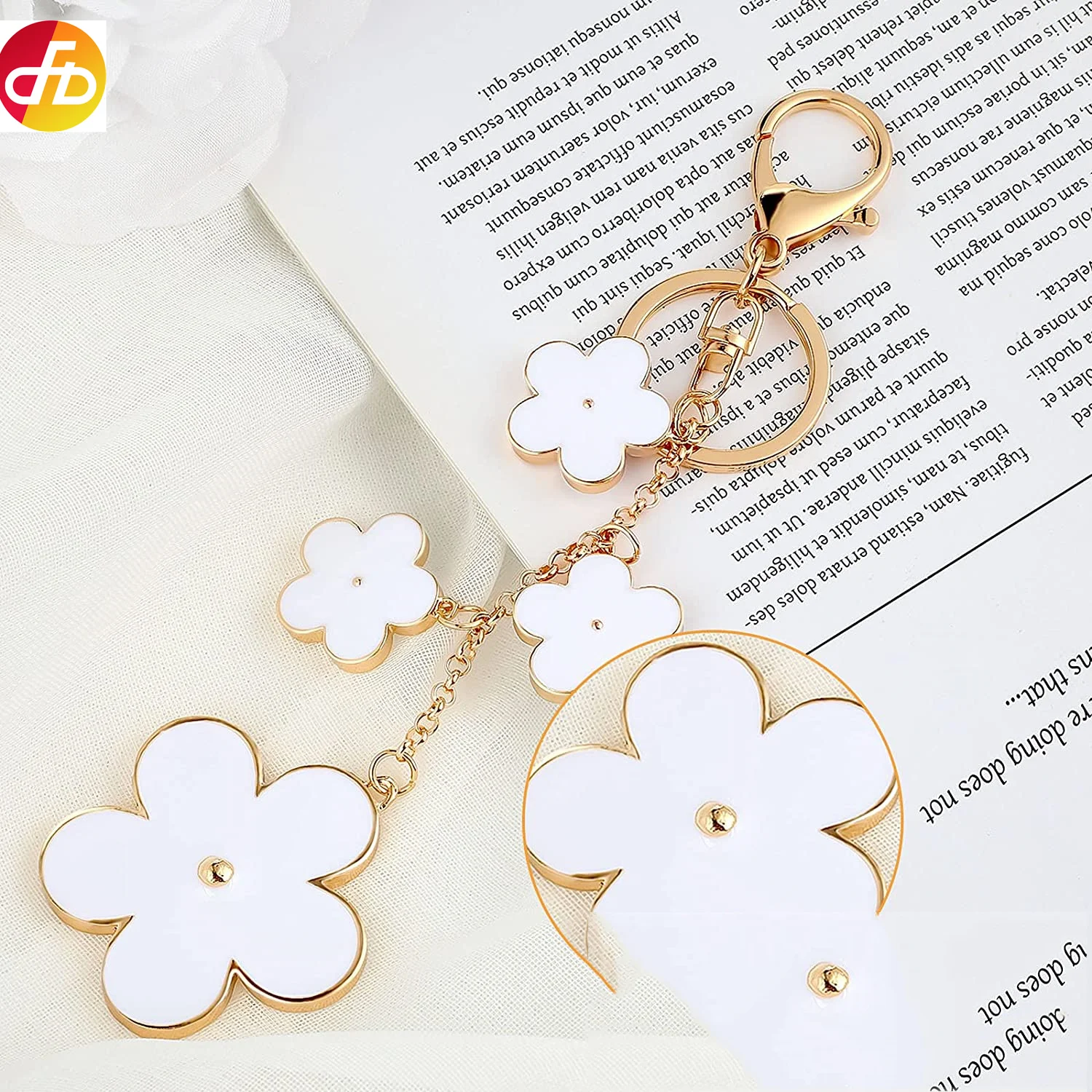 Women's Flower Bag Charms Enameled Keychain Purse Accessories