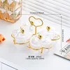Porte-assiette transparent en forme de coeur à 4 compartiments avec perles dorées