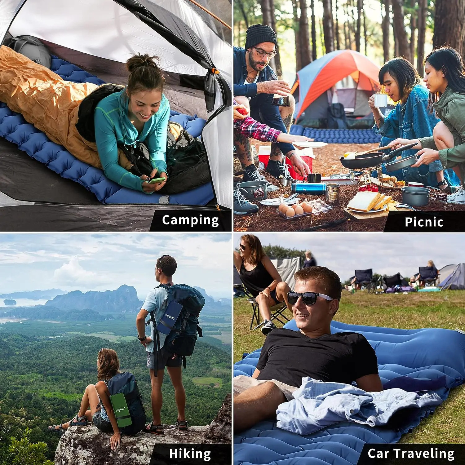 Portable Camping Sleeping Pad With Builtin Foot Pump Ultralight