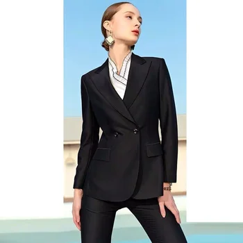 Fashion Black Ladies Suits Cardigan Casual Jacket Women's Coat