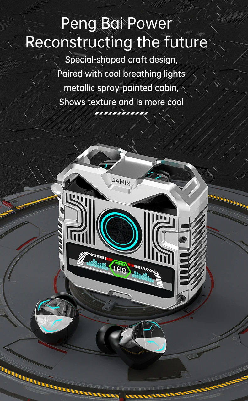 2024 New Gaming Wireless Earbuds GQ-11 LED Power Bank Earphone Fashion Design In-ear Earbuds GQ-11