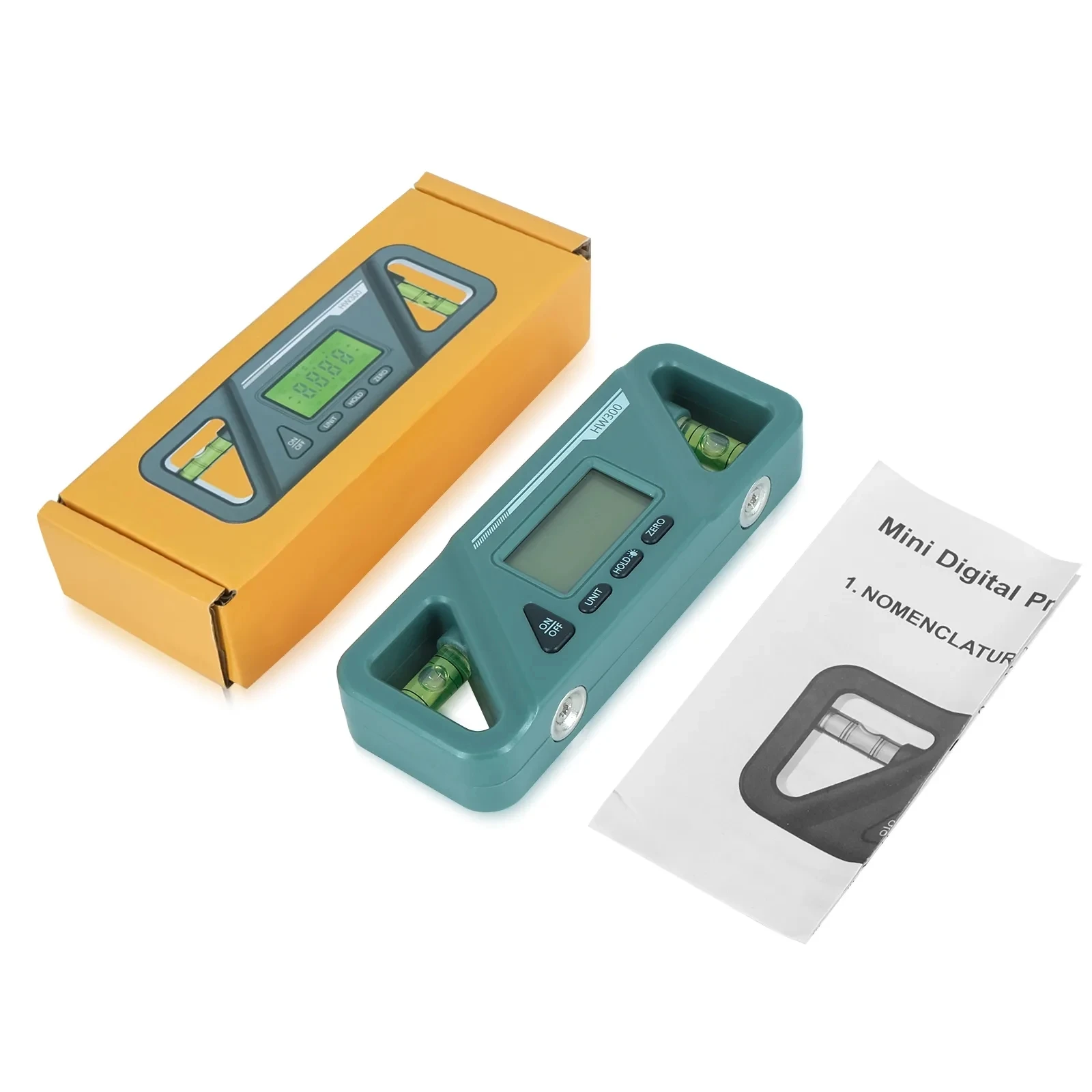HW300 Digital Goniometer Level Goniometer Measuring Goniometer Magnet 90 Degree Ruler Digital Level for Construction