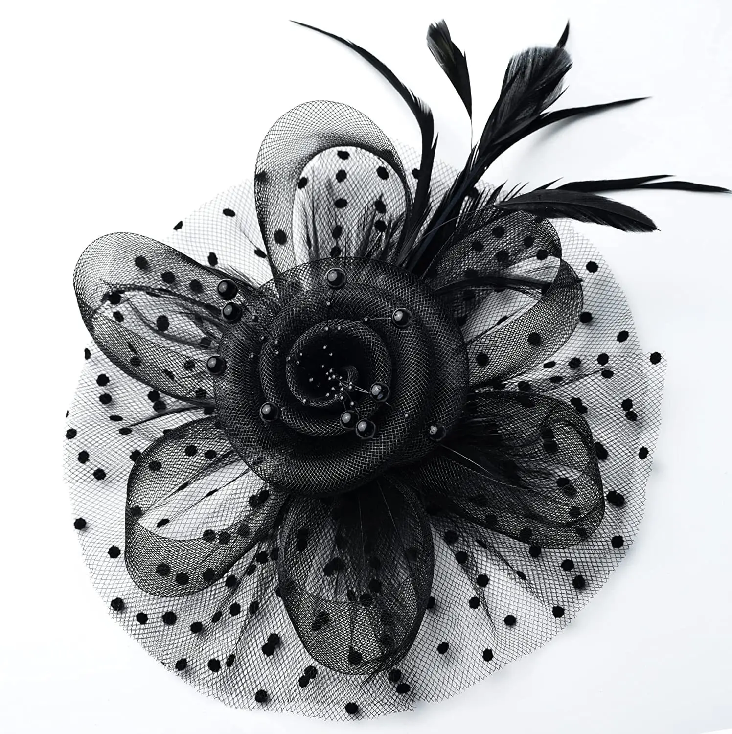 Beautiful Black Feathered Fascinator Headband Clip Races Church Br… Women main image 2