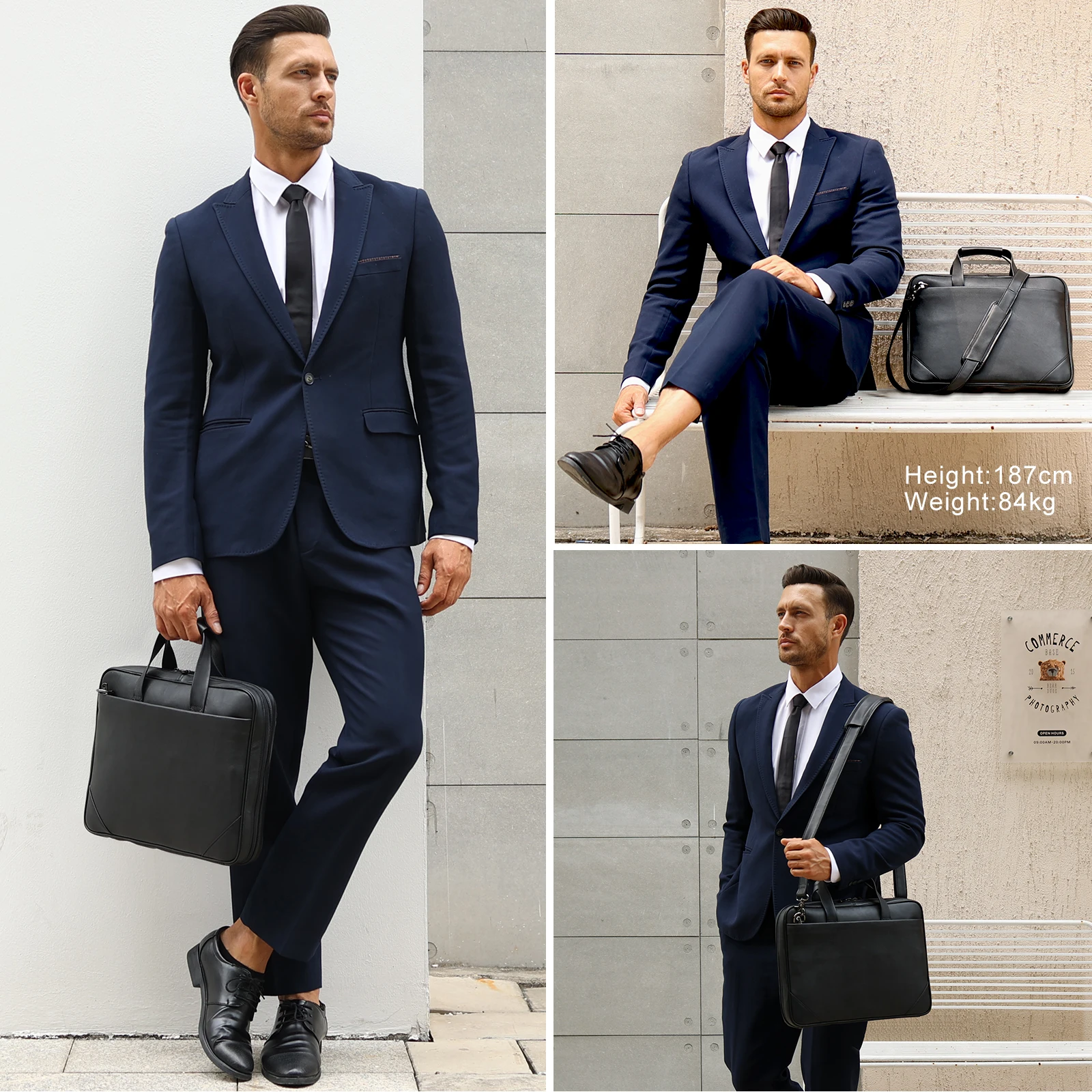 Black Full Grain Leather Cow Skin 14 Inches Case Messenger Business Bag Men Genuine Leather Computer Laptop Briefcases