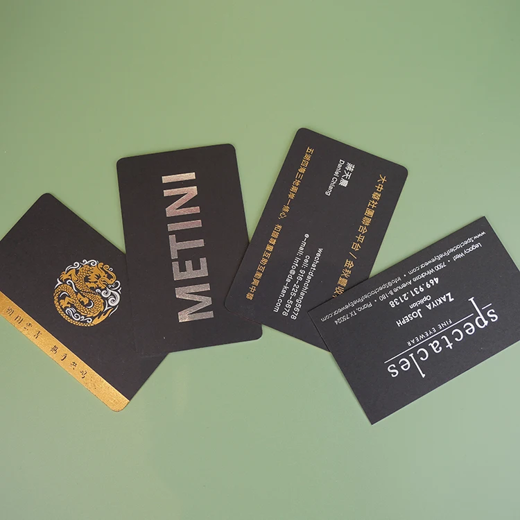 product custom visiting paper card luxury black vip id business card printing with gold foil stamping logo-4