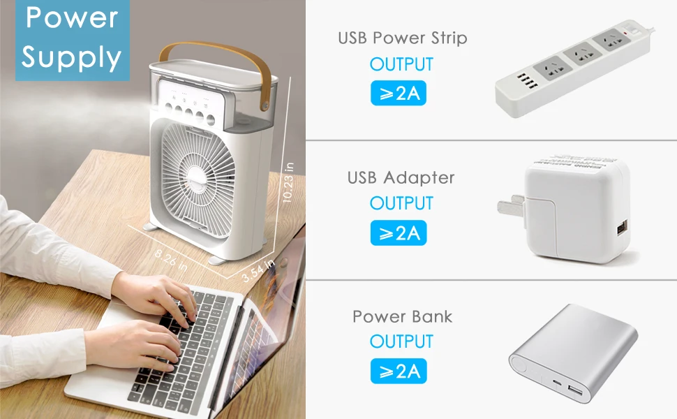 2024 New Portable Mini Desktop 7 Color Light Electric Spray Water air Cooler Fan with Humidifier