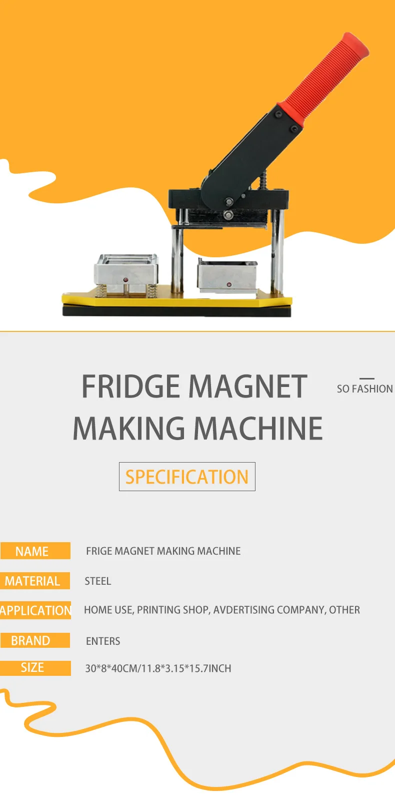 Square Fridge Magnet Making Machine - 50x50mm & 63.5x63.5mm