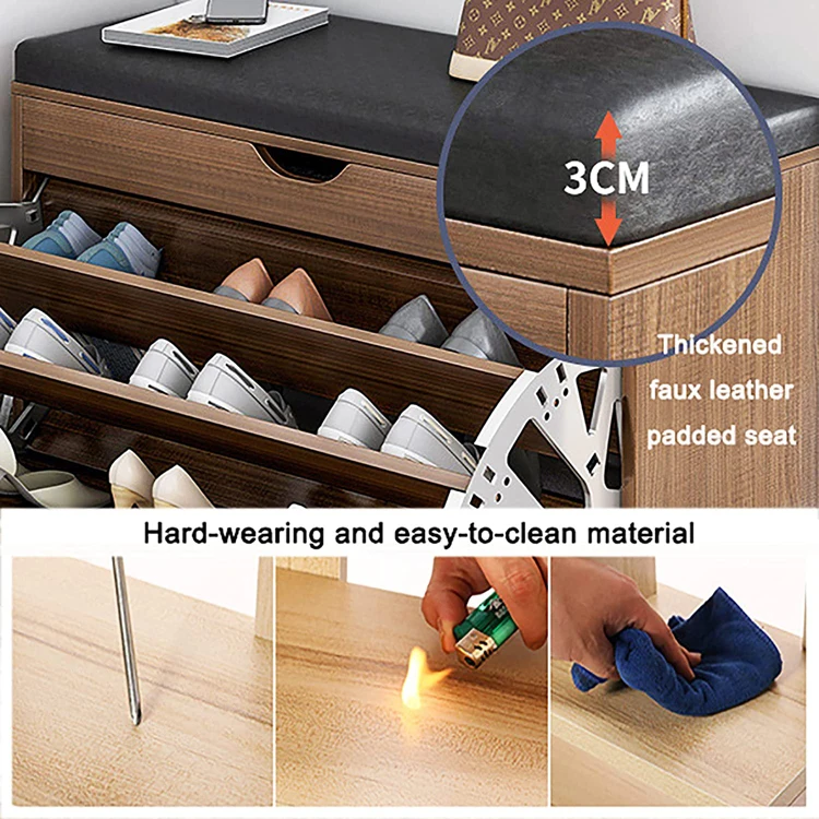 High Quality Double Row Display Shoe Bench Multifunctional Shoe Rack Cupboard Storage Cabinet