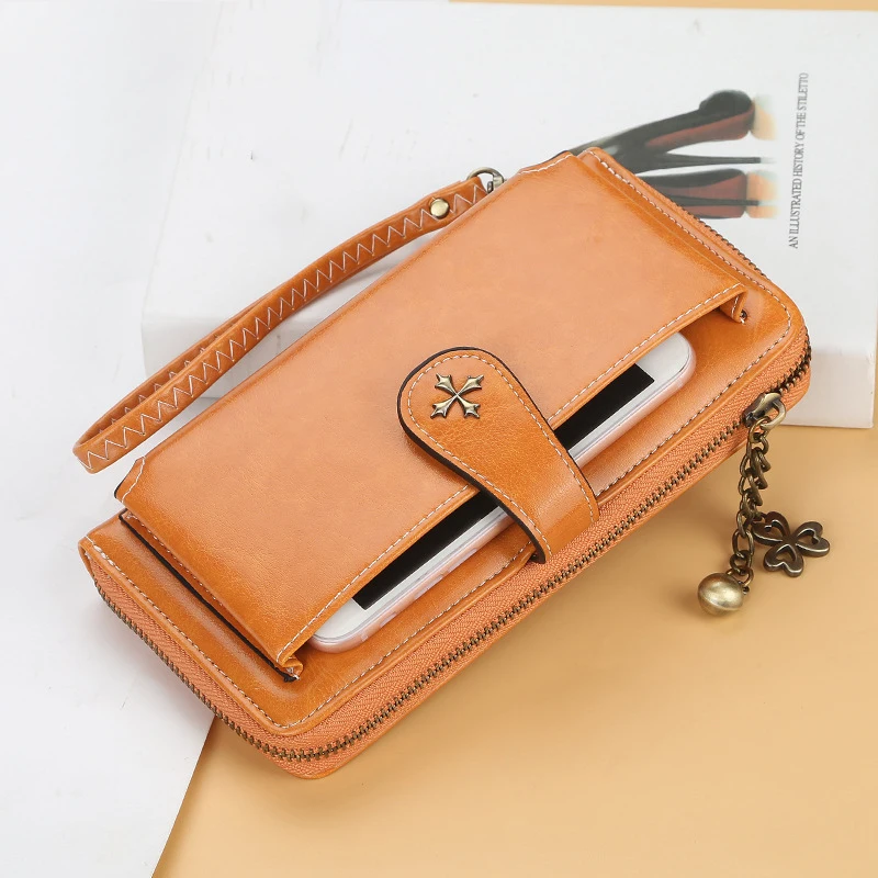 Cartera Para Mujer Gran Capacidad,billetera Con Bloqueo Rfid Naranja