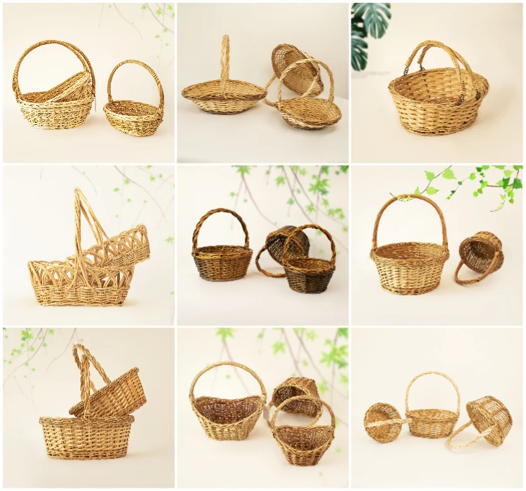 Multifunctional Angel Style Wicker Egg and Potato Basket Empty Gift Basket with Food Storage and Flower Display Functionality
