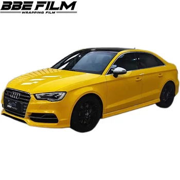 BBE New Fashion PET Bright Yellow Car Color Change Changing Paint Protection Films Anti-Scratch Sticker Decal