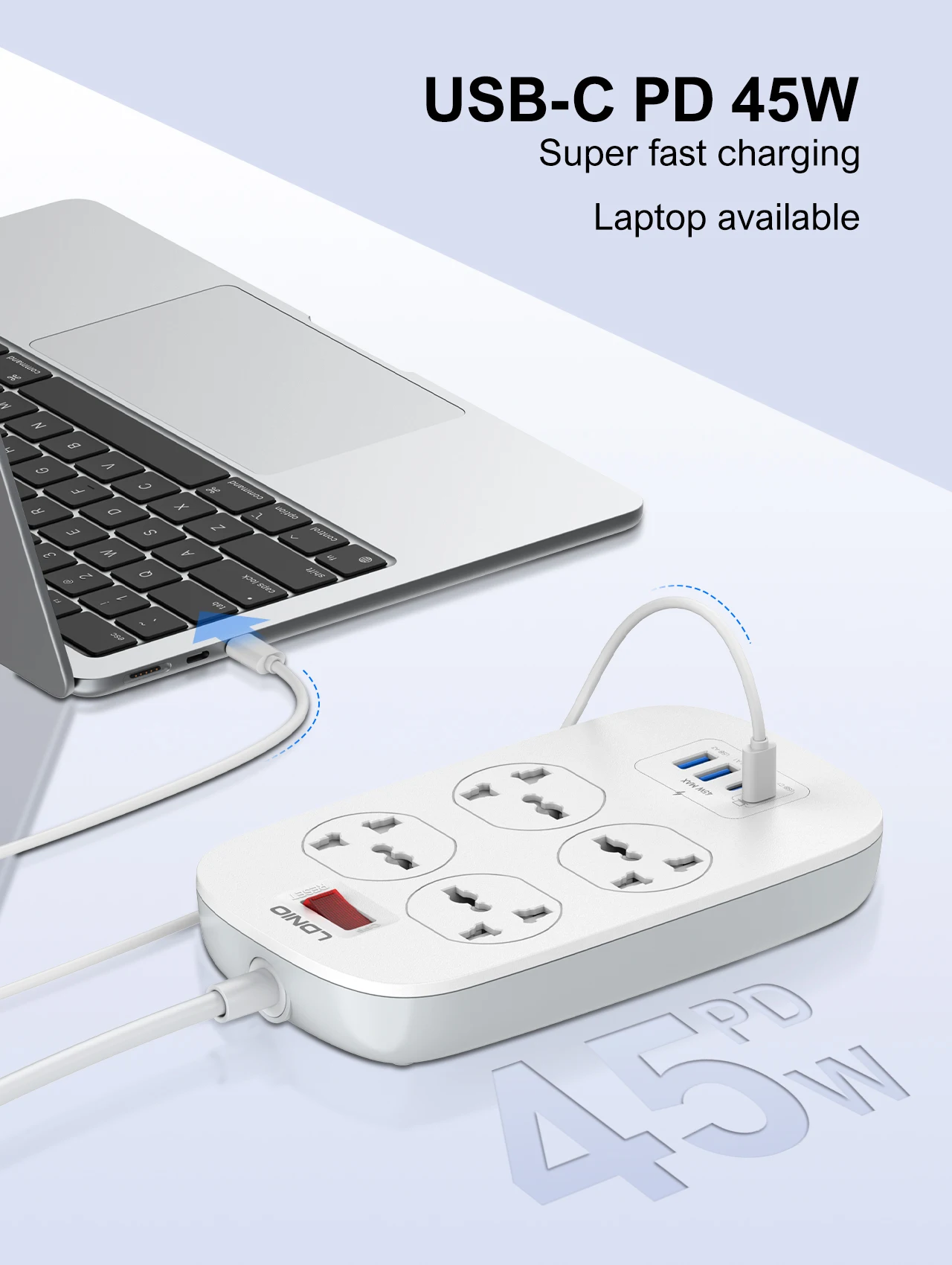 Thiết kế 4 khe cắm Universal chuẩn quốc tế của LDNIO SC4407C