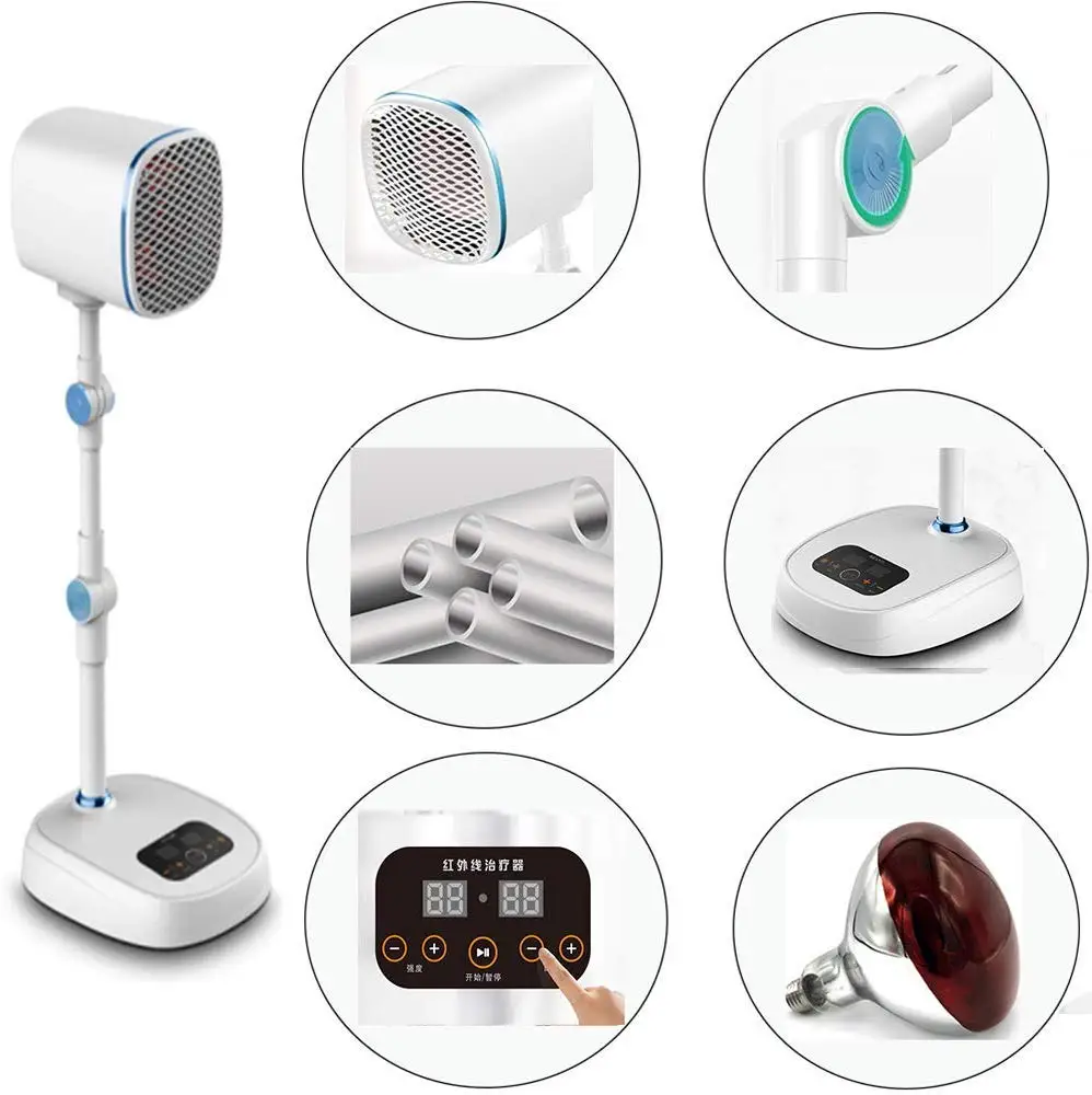 Leawell 150W Desktop Infrared Lamp for Pain Relief Medical Therapy Equipment with 0.6m-2.5m Wavelength and 1-99 Min Timer