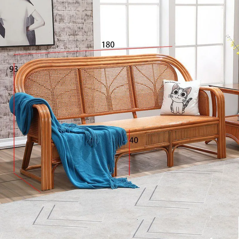 Boho Chic Rattan Recliner Sofa Bed With Cover Wooden Nordic Modern ...