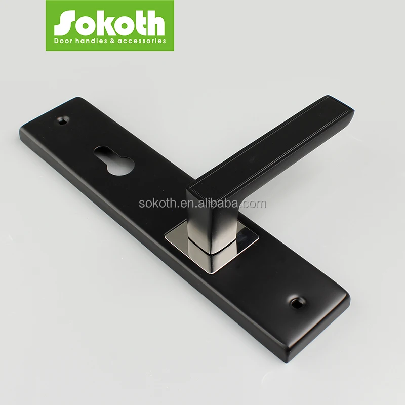 Indonesia 85mm Black Iron Plate Aluminum Door Handles For Interior