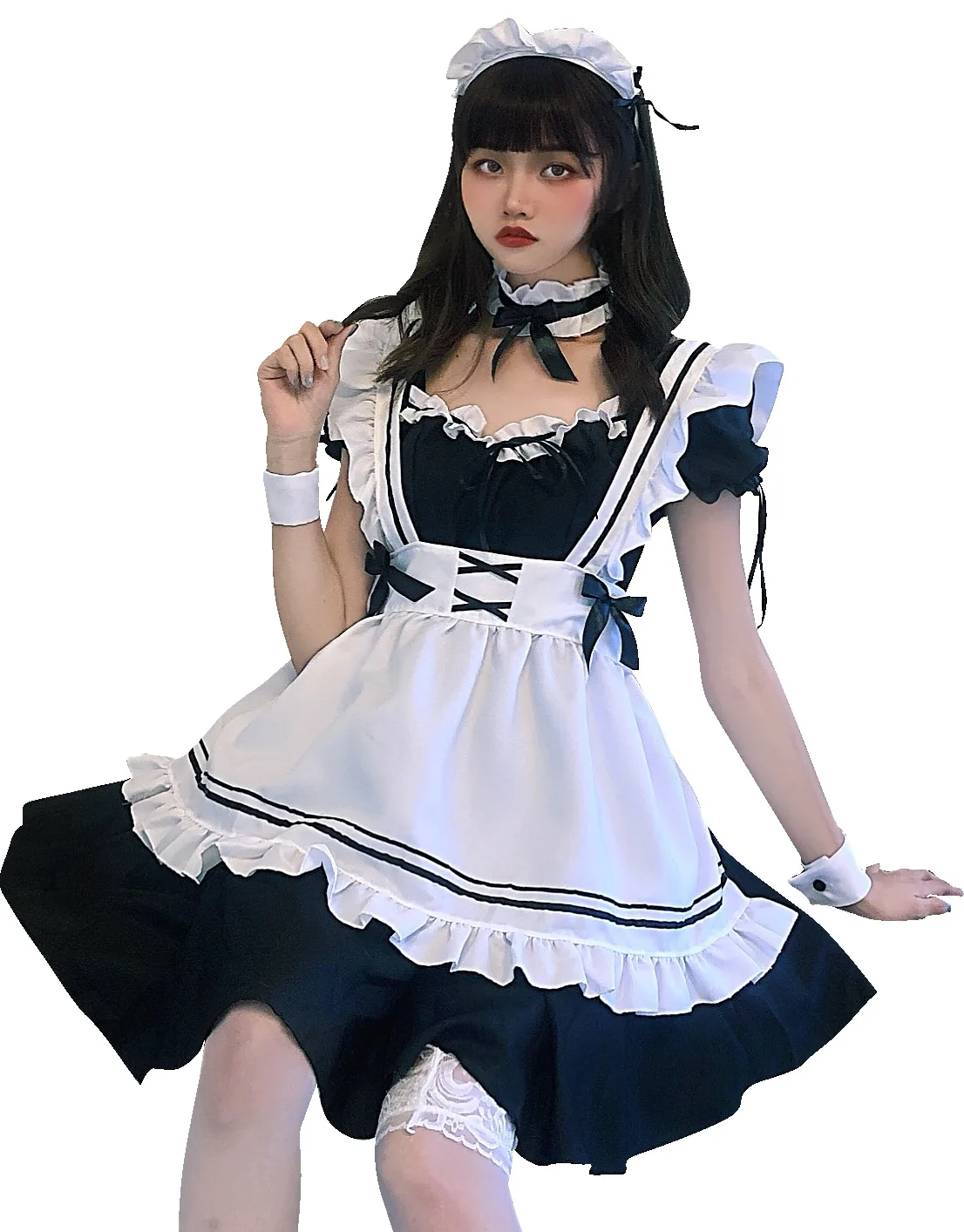 knee length dresses for ladies Bowknot Anime Maid Uniform Dress SE22588 main image 0