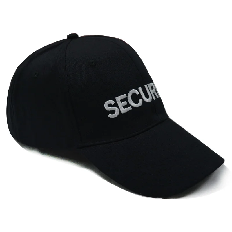 High Quality Embroidery Logo Baseball Cap Black Security Hat Black