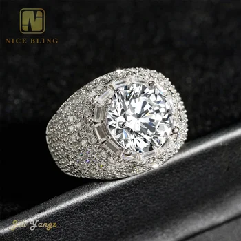 Wholesale Price Luxury Big Stone Rings Exaggerate Hip Hop Punk Rock 5A+ Grade CZ Rapper Ring Rapper Jewelry Gift for Men