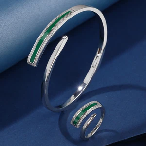 Luxur Brass Copper Alloy Zircon Engagement Wedding Party Gift Set Tarnish Resistant Classic Bracelet