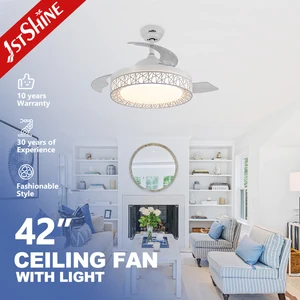 1stshine Ceiling Fan Top Quality 42" Hidden Clear Blades WIFI Function Lighting Invisible Ceiling Fan Light