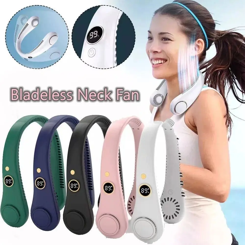 便携式USB无叶涡轮颈悬挂风扇长电池寿命静音充电五风速户外运动用