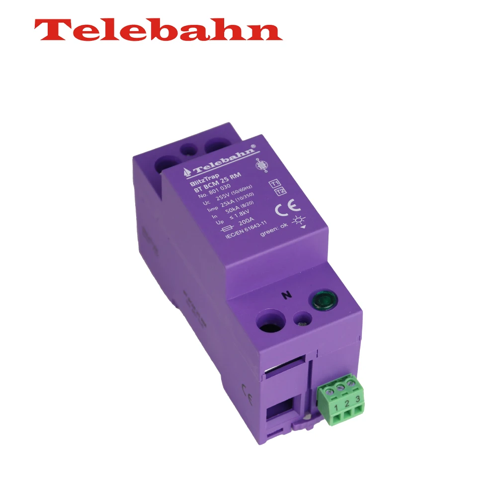 230V T1+T2 AC SPD Surge Protective Device 25kA/100kA Surge Protector DIN Rail Surge Protection Devices