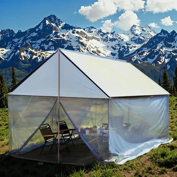 Versatile Outdoor Anti-Mosquito Canopy Tent with Portable Iron Metal Sunshade for Summer Camping and Garden Chair Use