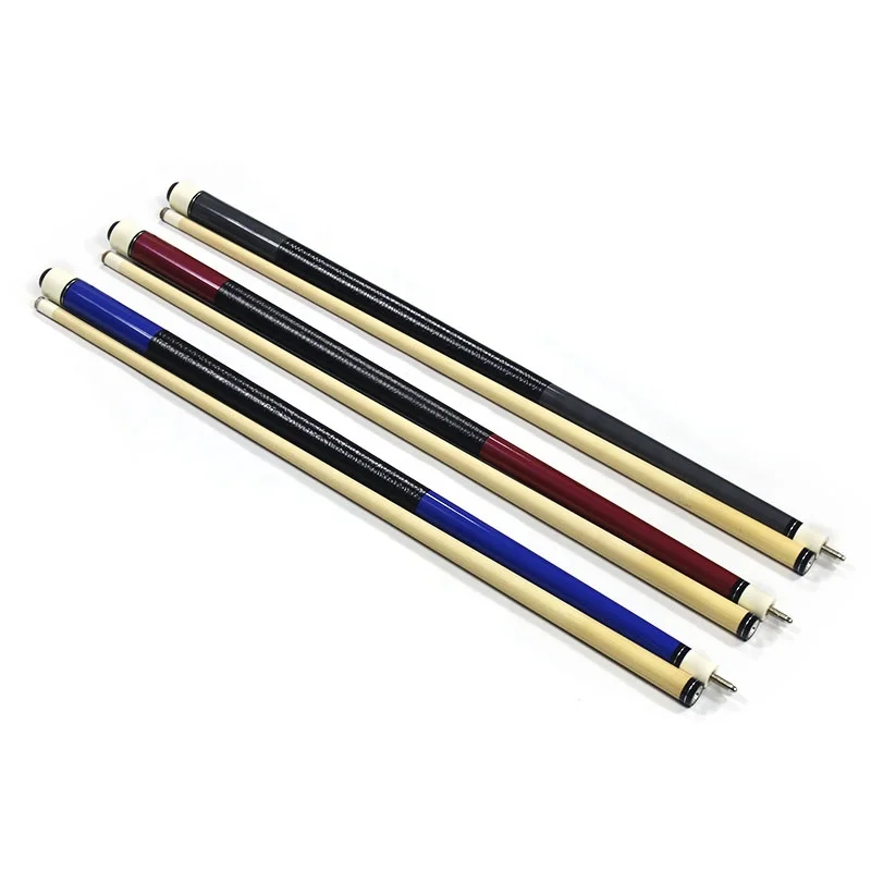 Factory Wholesale Two-PC Canada Maple Snooker Billiard Pool Cue Blue Red Grey Solid Color with Steel Joint Cheap Price